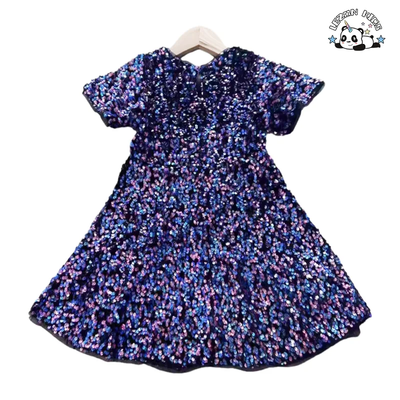 LEZONKIDS - Vestido de Princesa Brilhante com Lantejoulas para Meninas Pequenas, Varejo por Atacado de Verão